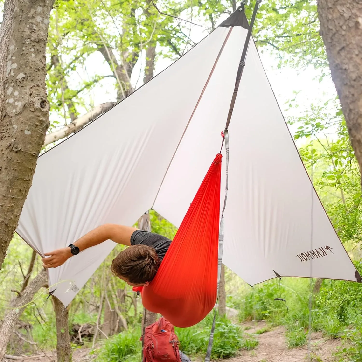 KAMMOK Kuhli Ultralight | Versatile Weather Shelter, (Waterproof, Durable, Portable, Camping Tarp, Hammock Tarp, Rain Cover), Moss Green