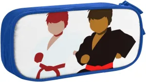 Karate Boy Vector Changeable Belt Color Printed Pencil Case Large-Capacity Stationery Bag Pen Pouch Holder with Zipper for School Travel Office,, Blue, One Size, Make-Up Pouch