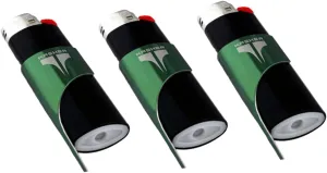 Kasher Classic Lighter Tool - Stainless Steel, Lightweight, Durable, Portable - Fits Any Lighter - Usage as Cutter - 0.8mm Thick - Pack of 3 (Green)