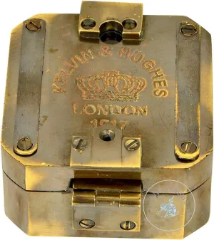 Kelvin & Hughes Vintage Brass Nautical Compass, Antique Brown, 3x3 inches, Mining and Navigation Tool