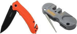 Kershaw Barricade (8650) Orange Multifunction Rescue Pocket Knife with 3.5 Inch Stainless Steel Blade; SpeedSafe Opening, Glass Breaker Tip, Belt Cutter, Pocketclip; 4.5 oz, Small