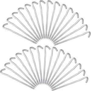 KESYOO 30pcs Tent Pegs Spikes Camping Supplies for Tent Camping Earth Anchors Tie Down Stakes Metal Fence Stakes Camping Tent Accessories Straw Blanket Stakes Aluminum Alloy Silver