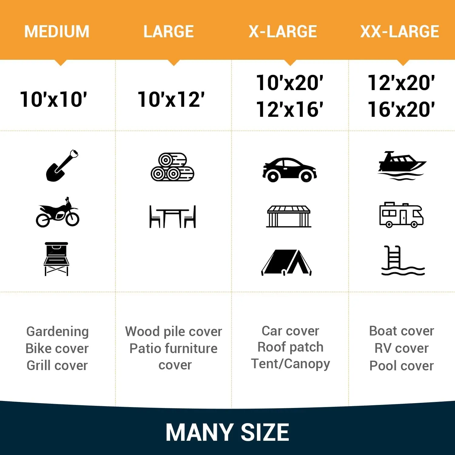 Keten Tarps Heavy Duty Waterproof 10X10 Feet, Extra Thick 16 Mil, Tear & Fade Resistant, 100% UV Blocking, Outdoor Tarp with Reinforced Grommets for Roof, Camping, Patio, Pool, Boat(Silver/Black)