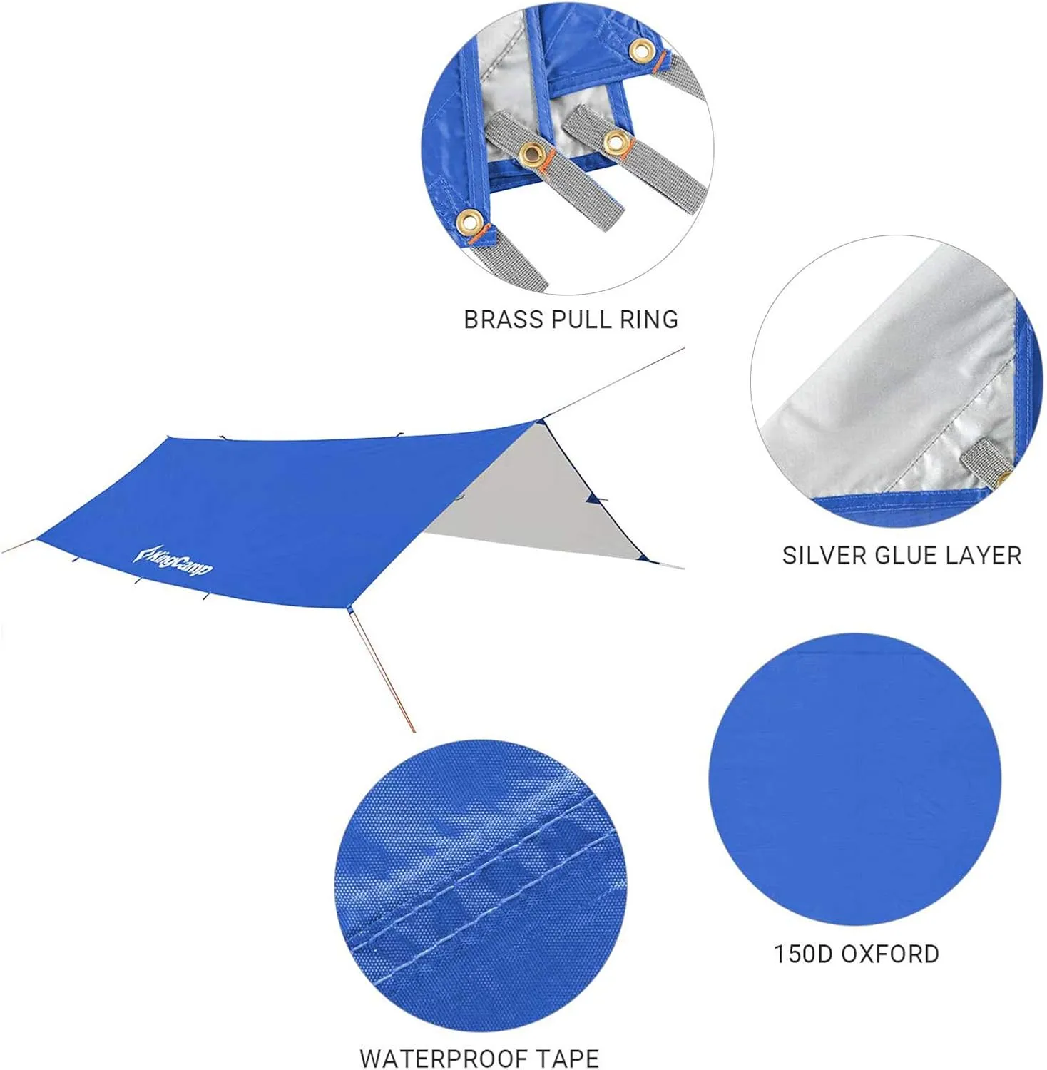 KingCamp Camping Tarp, Waterproof Hammock Rain Fly, Portable Camping Sunshade for Beach, Picnic, Outdoor Activities - Ultralight Camping Gear Must Haves, Backpacking Tent Tarp Easy to Set Up