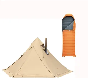 KingCamp Hot Teepee Tent with Ultralight Sleeping Bag for Cold Winter Solo Camping Glamping Hiking