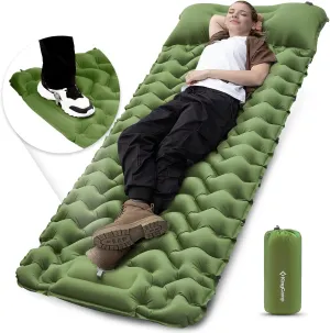KingCamp Sleeping Pad for Camping, Inflatable Sleeping Pad Ultralight Connectable Camping Mattress with Pillow Built-in Foot Pump for Backpacking Hiking Tent Cot