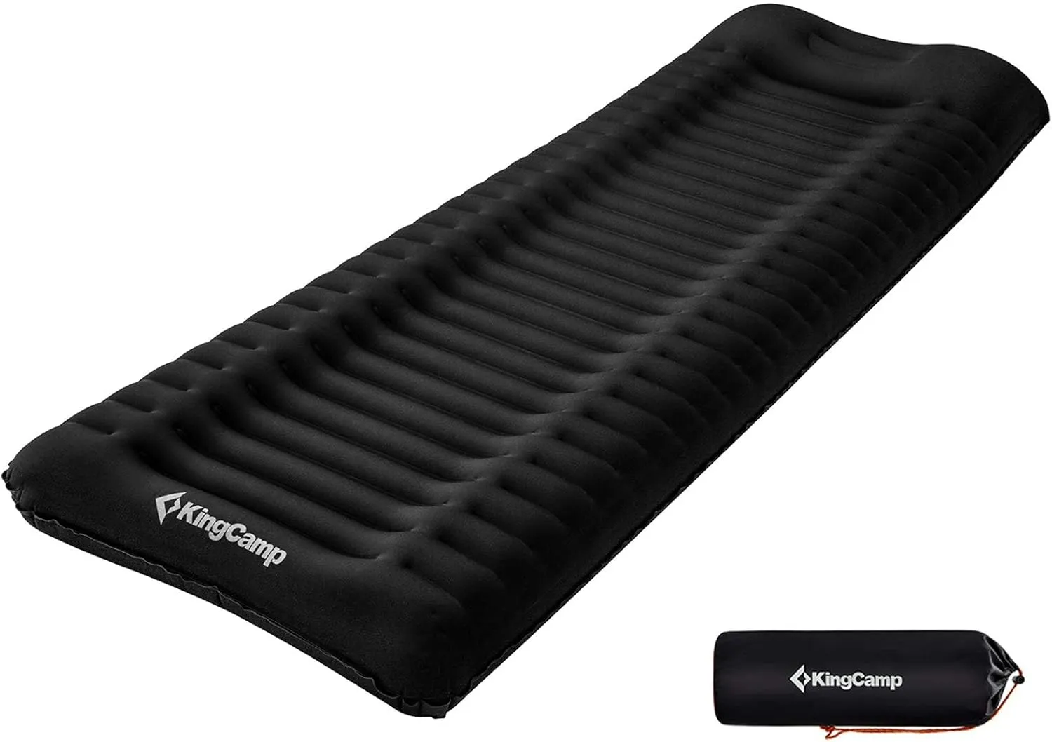 KingCamp Sleeping Pad for Camping, Rollover Prevention Inflatable Camping Mattress Ultralight Air Mat with Built in Pillow for Backpacking Hiking Tent Cot, PVC Free
