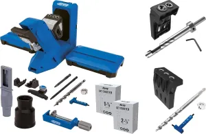 Kreg KPHJ720PRO with Plug Cutting & Micro Accessories (KPHJ720PRO   KPHA740   KPHA730) - Easy Clamping & Adjusting - For Materials 1/2" to 1 1/2" Thick