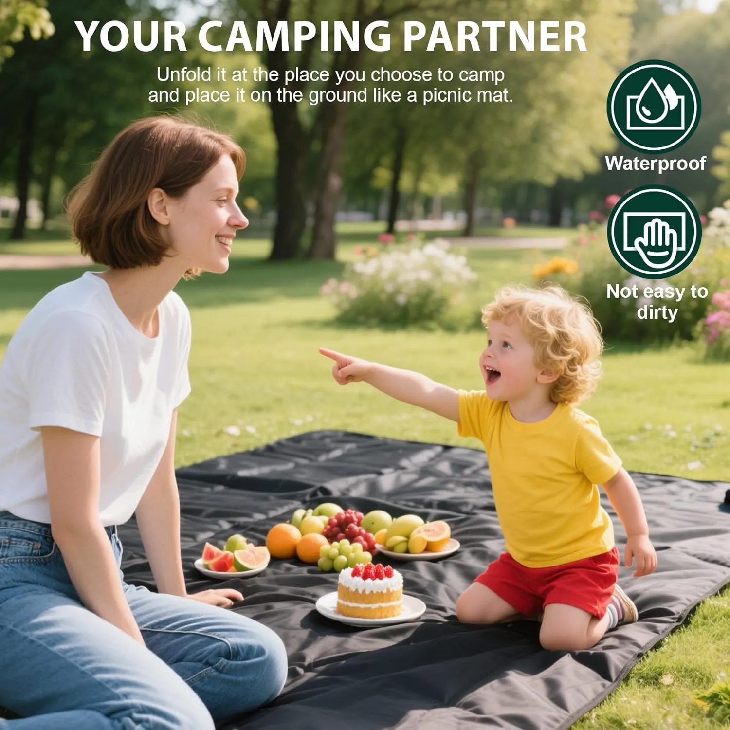 KRUI Tent Footprint, PU 2000 Waterproof Camping Tarp, Durable Tent Floor Saver for Hiking, Backpacking, Hammock, Beach and Picnic