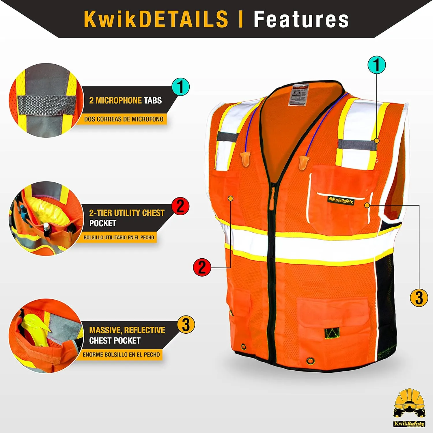 KwikSafety - Charlotte, NC - CLASSIC & SUPREME Safety Vest [Jumbo Pocket] Class 2 Work PPE ANSI Tested OSHA Compliant