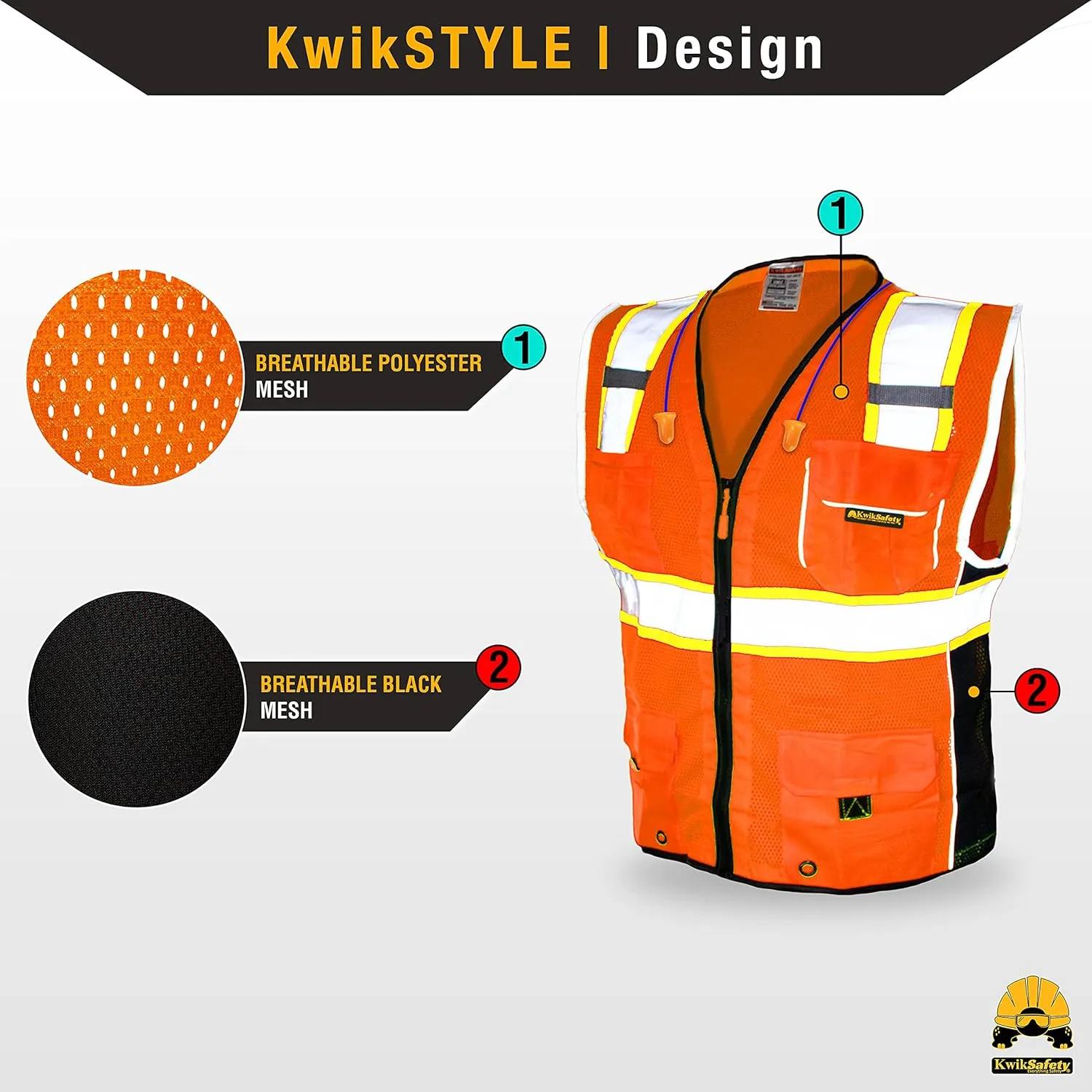 KwikSafety - Charlotte, NC - CLASSIC & SUPREME Safety Vest [Jumbo Pocket] Class 2 Work PPE ANSI Tested OSHA Compliant