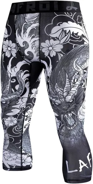 LAFROI Men's Compression Fit 3/4 Tights Leggings with Pcoket/Non-Pocket-YSK10
