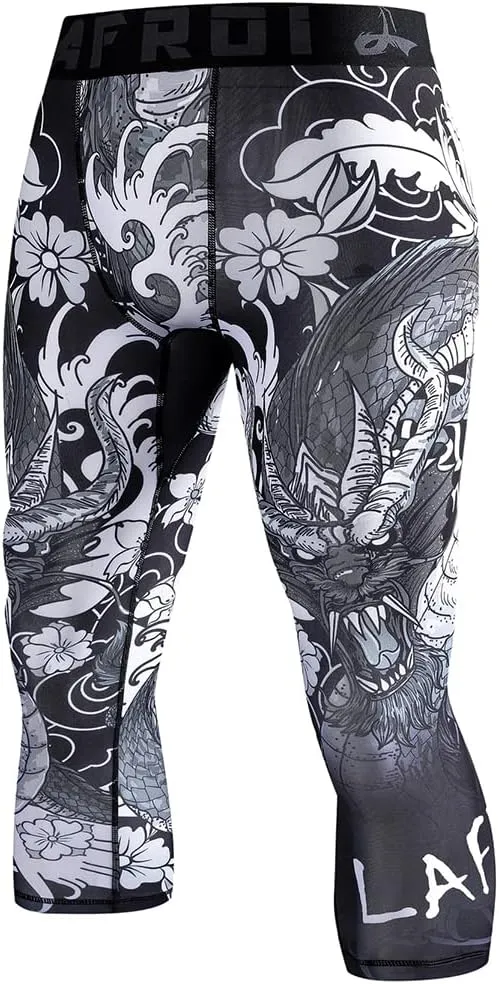 LAFROI Men's Compression Fit 3/4 Tights Leggings with Pcoket/Non-Pocket-YSK10