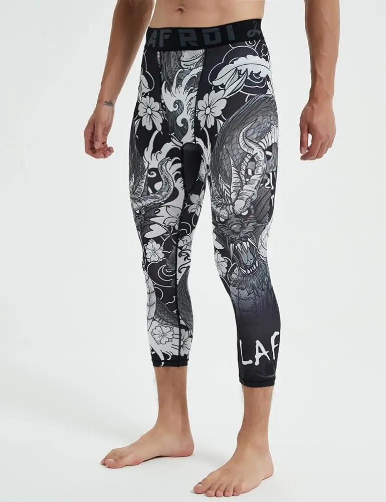 LAFROI Men's Compression Fit 3/4 Tights Leggings with Pcoket/Non-Pocket-YSK10