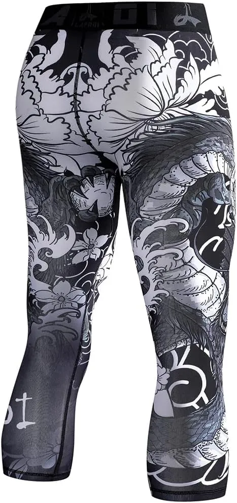 LAFROI Men's Compression Fit 3/4 Tights Leggings with Pcoket/Non-Pocket-YSK10