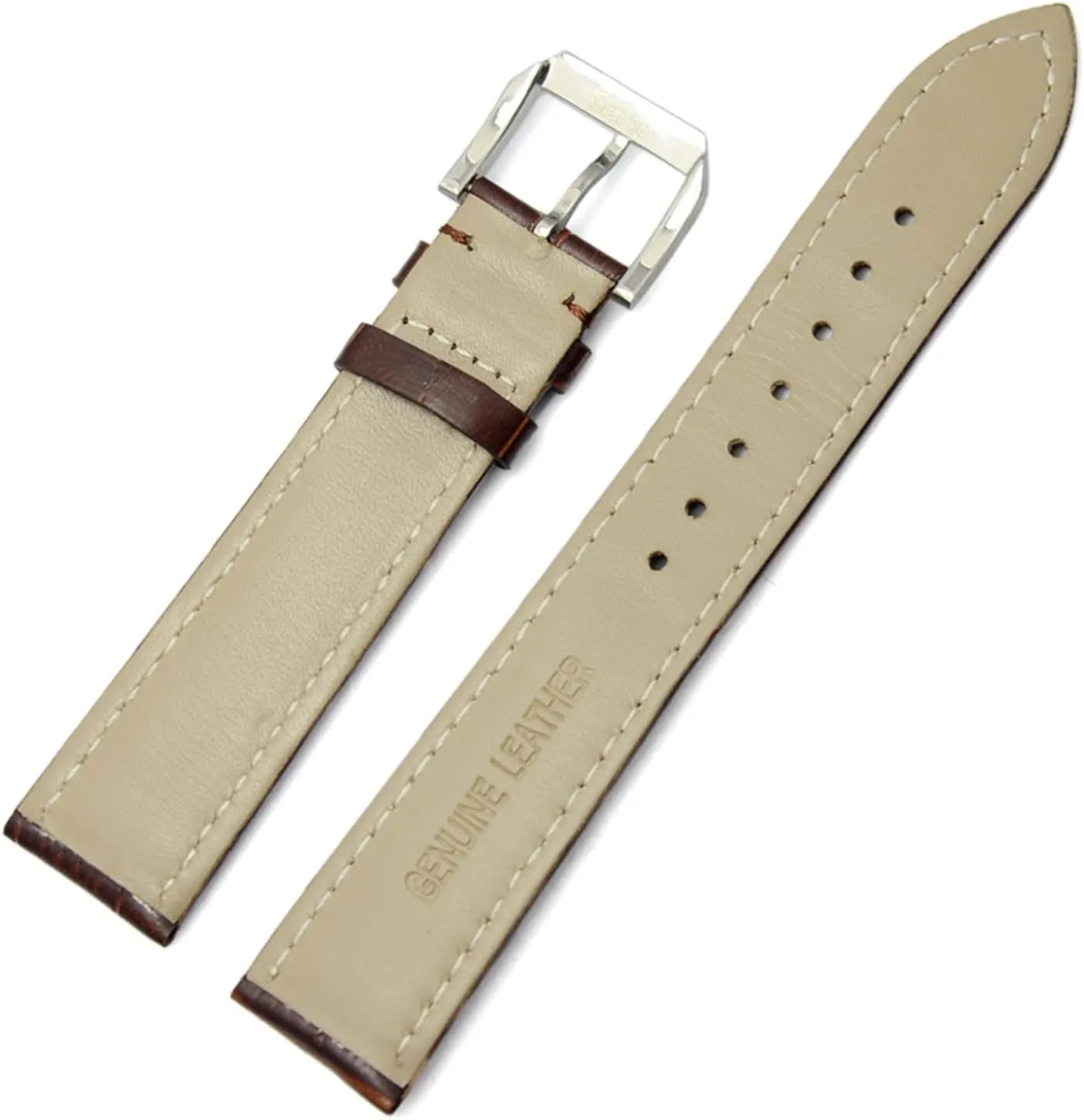 LAnGSHAW 19mm 20mm 21mm 22mm 24mm Leather Clock Watch Strap Band Watch Accessories Metal Buckle Clasp (Band Color : Black, Band Width : 20mm)