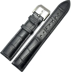 LAnGSHAW 19mm 20mm 21mm 22mm 24mm Leather Clock Watch Strap Band Watch Accessories Metal Buckle Clasp (Band Color : Black, Band Width : 20mm)