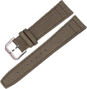 LAnGSHAW 20mm 21mm 22mm Nylon   Leather Watchbands Men Women Green Black Watch Band Strap with Silver Pin Buckle (Band Color : Green, Band Width : 20mm)