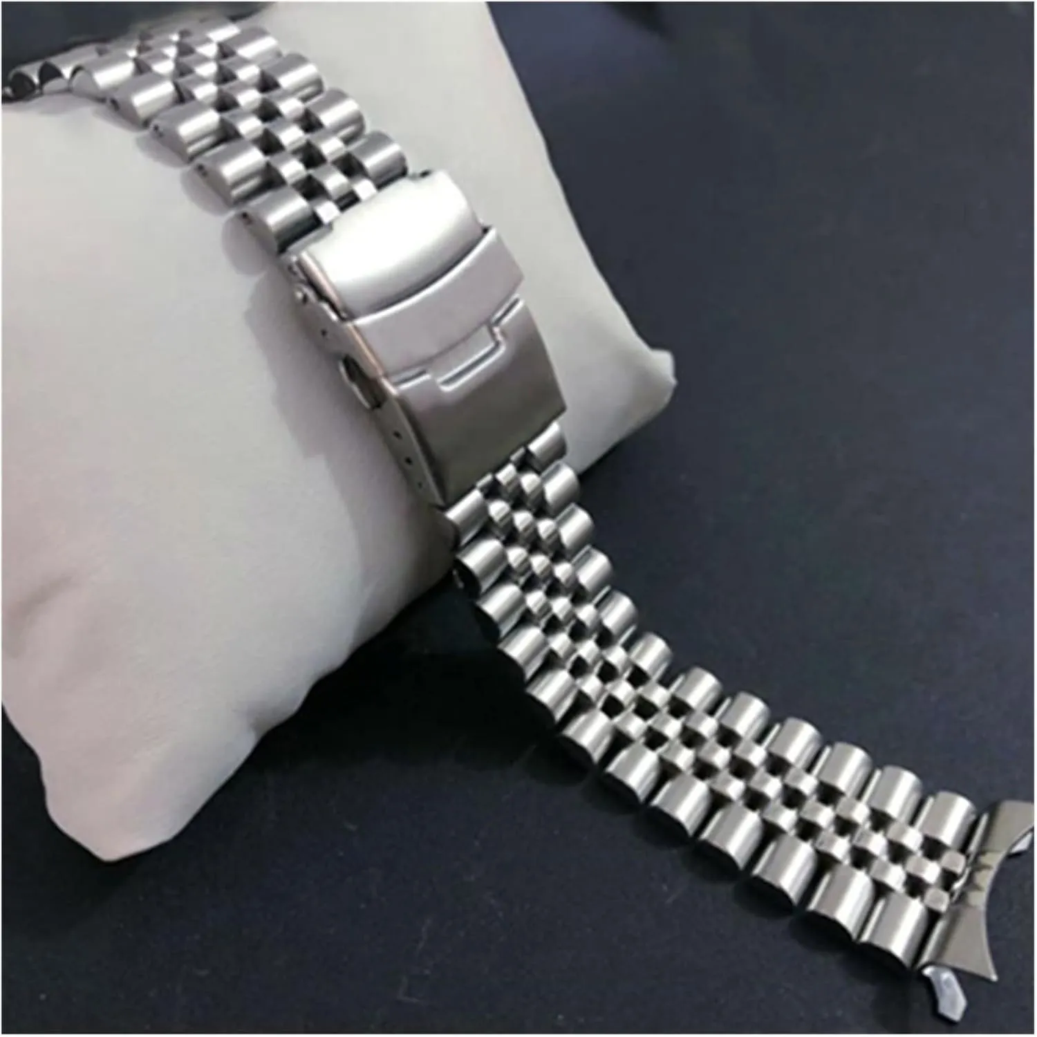 LAnGSHAW 20mm 22mm Stainless Steel Watch Band Strap Silver Polished Mens Luxury Replacement Metal Watchband Bracelet Compatible for Seiko (Band Color : AA409Silver, Band Width : 22mm)
