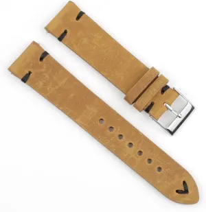 LAnGSHAW Handmade Vintage Leather Watch Band 18mm 20mm 22mm Yellow Green Watchband Stainless Steel Buckle Watch Strap for Watch (Band Color : Yellow Brown-B Wire, Band Width : 24mm)