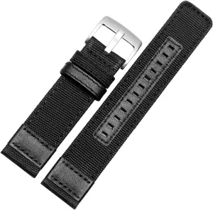 LAnGSHAW Nylon Watchbands Men Sport Strap 20mm 22mm 24mm Black Green Coffee Watch Band Belt Stainless Steel Buckle Clasp Accessories (Band Color : Black Silver Buckle, Band Width : 20mm)