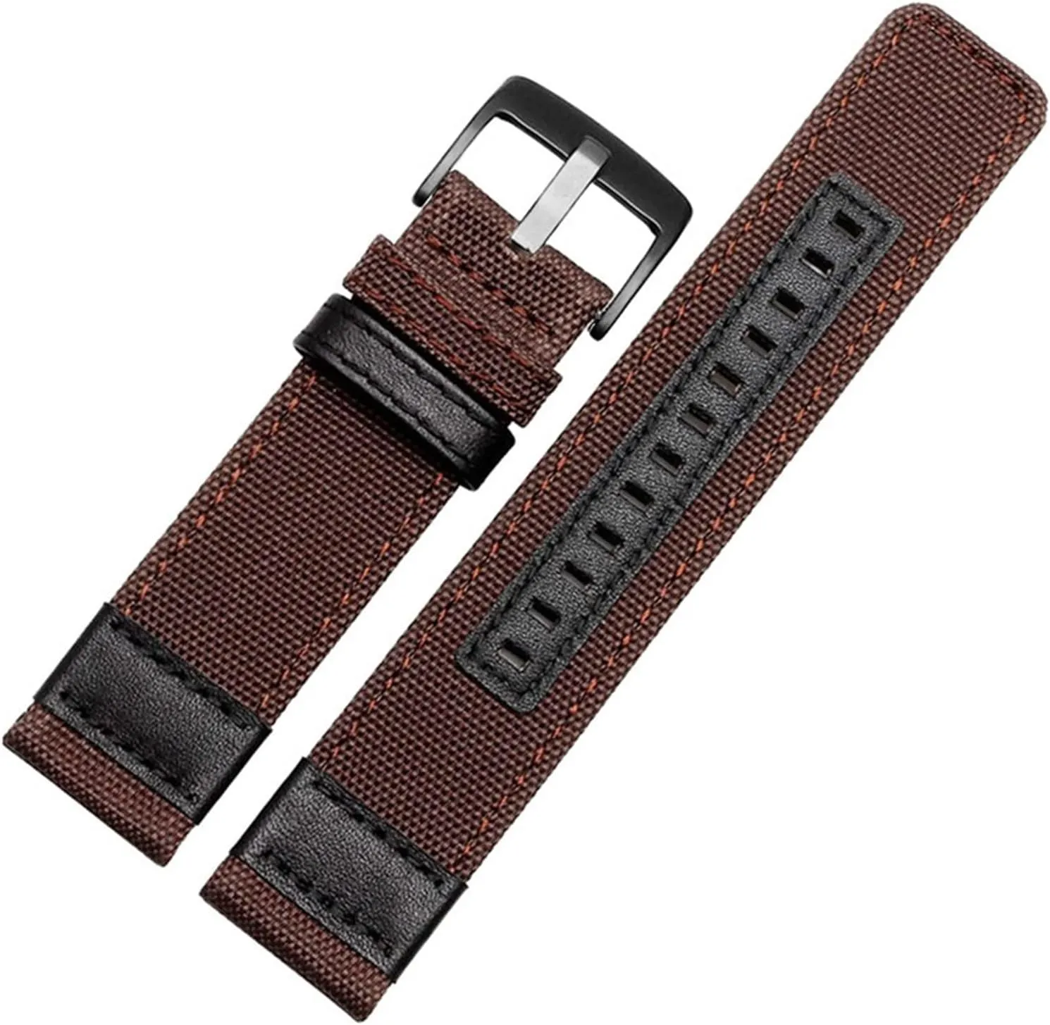 LAnGSHAW Nylon Watchbands Men Sport Strap 20mm 22mm 24mm Black Green Coffee Watch Band Belt Stainless Steel Buckle Clasp Accessories (Band Color : Coffee Black Buckle, Band Width : 20mm)
