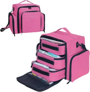 Large Makeup Bag Cosmetic Case Organizer with 3 Inner Removable Pouches Multifunctional Travel Train Storage,Rose Red