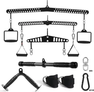 LAT Pull Down Bar for Home Gym Fitness, LAT Pulldown Attachments for Whole Back Training, Adjustable Wide Cable Attachment Exercise Handle, Triceps Pull Down Attachment