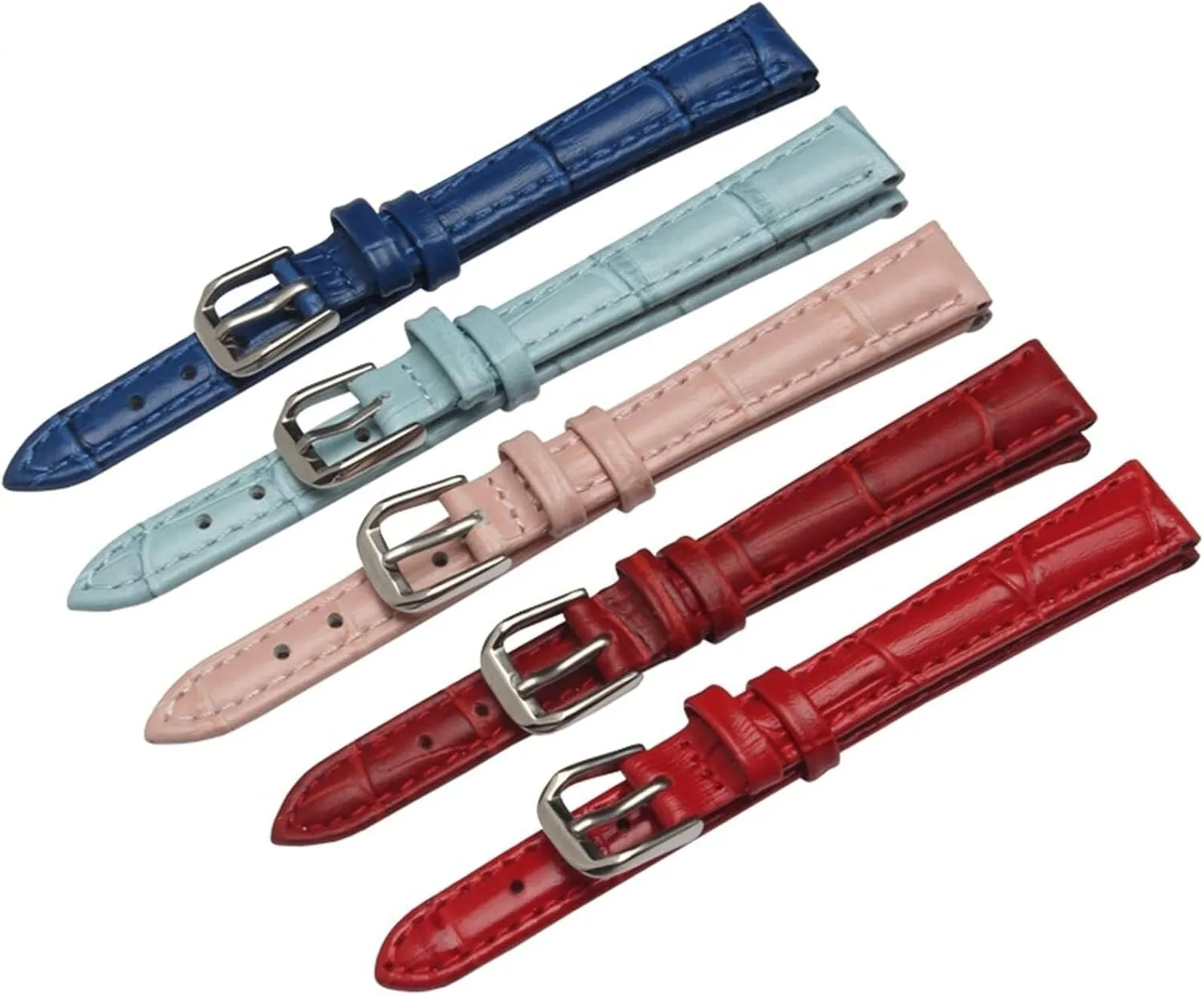 Leather Watchband For Girls And Student Watch Band Black Brown Red White Blue Strap
