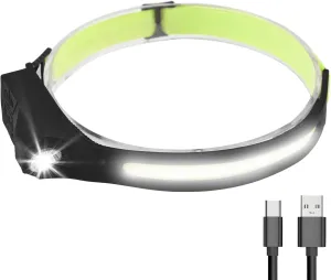 LED Headlamp with Motion Sensor USB able LED Head Light Lamp Flashlight with 7 Modes 230° Wide Beam for Camping Cycle Hiking Running Walking