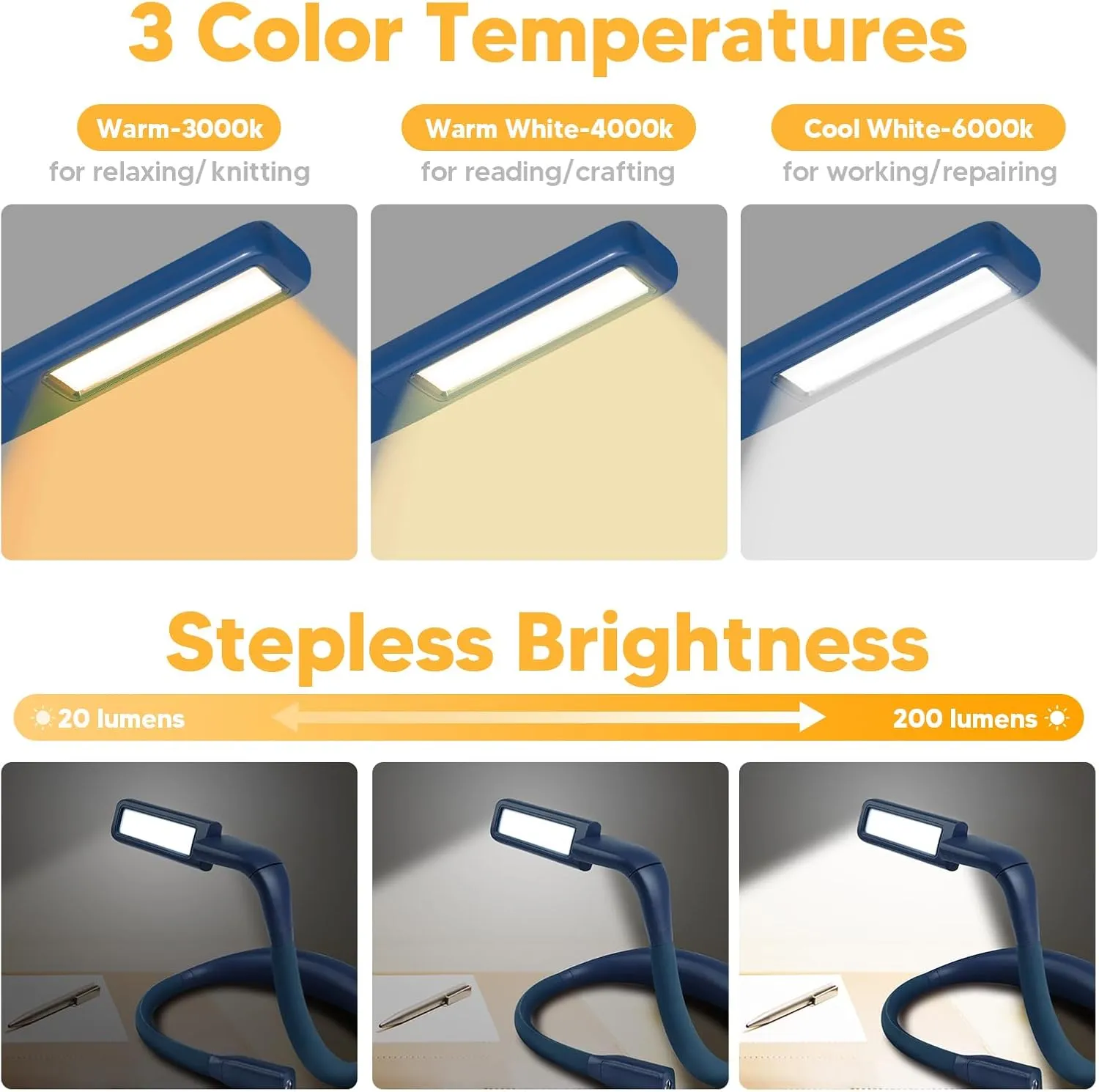 LED Neck Reading Light and Crafting Lamp with Storage Case, Ideal for Book Lovers, Readers, Crafters and Outdoor Enthusiasts, Perfect for Reading, Sewing, Camping, Crocheting, Walking at Night