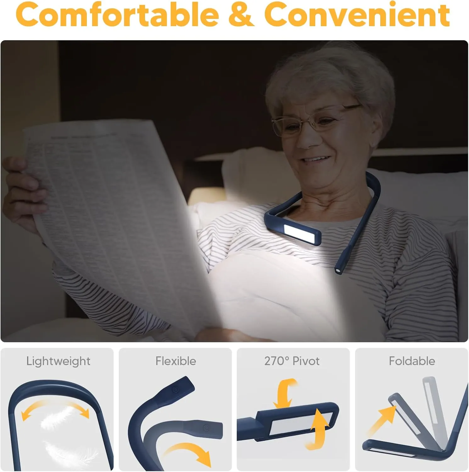 LED Neck Reading Light and Crafting Lamp with Storage Case, Ideal for Book Lovers, Readers, Crafters and Outdoor Enthusiasts, Perfect for Reading, Sewing, Camping, Crocheting, Walking at Night