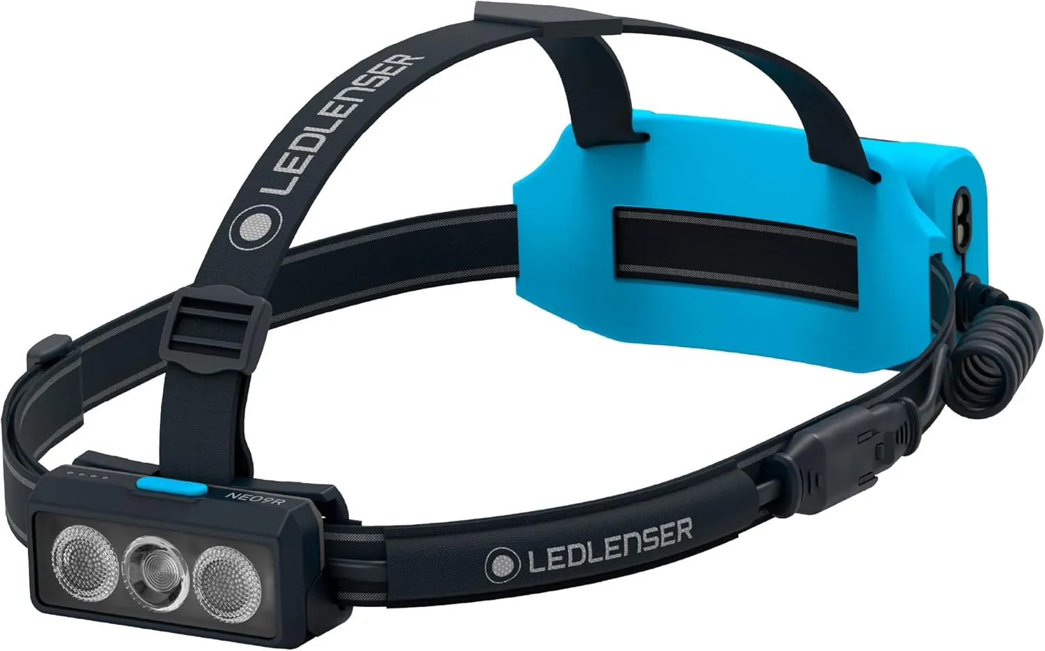 Ledlenser NEO9R LED headlamp Trail Running, Running lamp, Bright, 1200 lumens, Rechargeable, red Rear Light, Chest Strap, Reflective Headband (Blue)