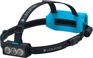 Ledlenser NEO9R LED headlamp Trail Running, Running lamp, Bright, 1200 lumens, Rechargeable, red Rear Light, Chest Strap, Reflective Headband (Blue)