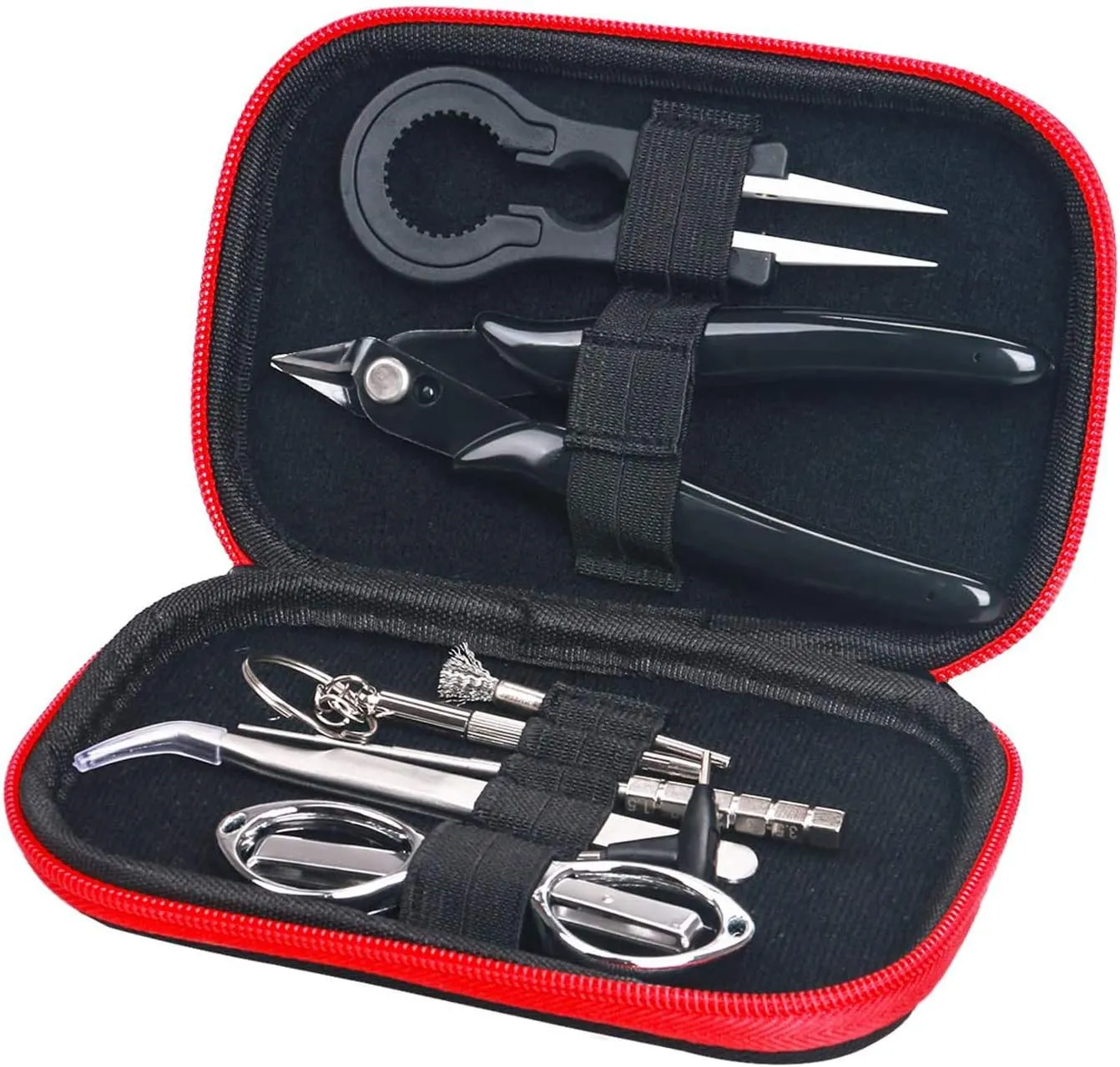 Leeko DIY Tool Kit, 9 in 1 Tweezers Pliers Winding Rods Screwdriver Steel Brush with Zipper Case Bag, for Home and Jewelry Repairs