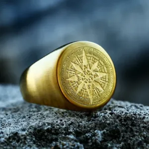 LIFE'S COMPASS - WATERPROOF 18K GOLD RING