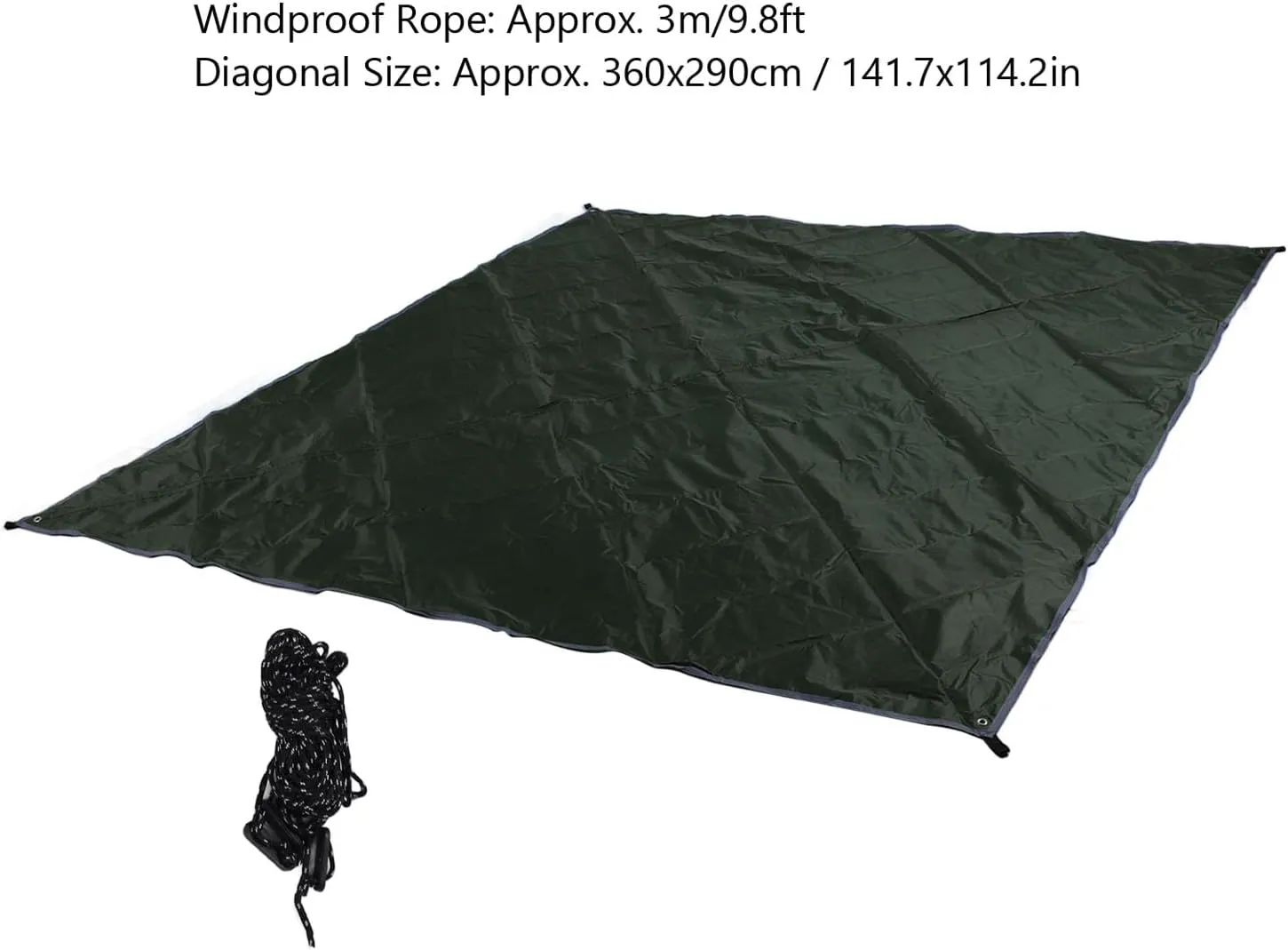 Light Toward Force for Camping, 210T Polyester, Wind Metal Spikes, Accessories Included, for Outdoor Activities (Green)