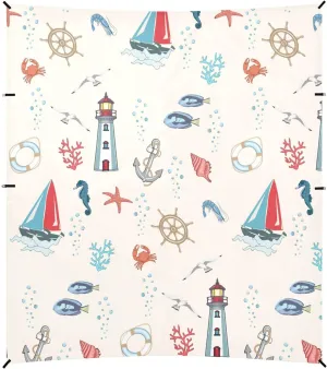 Lighthouse and Sailboat Beach Tent Camping Sun Shelters Portable Outdoor Canopy Sun Shade for Camping Trips Fishing Backyard Fun or Picnics Easy Setup with Carrying Bag