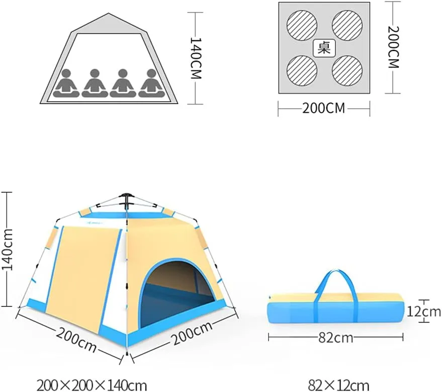 Lightweight Instant Pop Up Tent for 3 to 4 Person Automatic Opening Double Layer Portable Automatic Tent Family Camping Tent (Color4 3)
