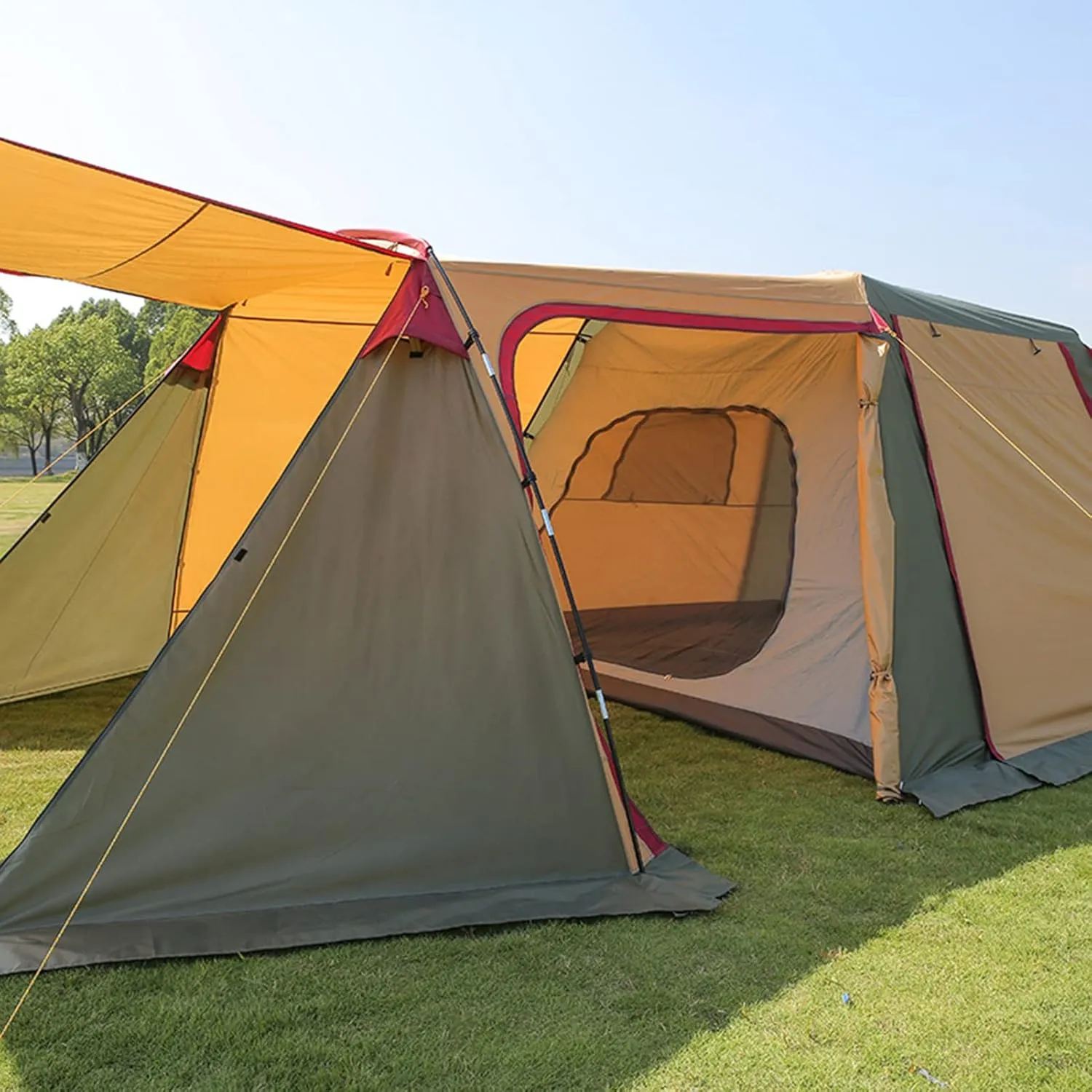 Lightweight Instant Pop Up Tent for 3 to 4 Person Automatic Opening Hydraulic Double Layer Portable Automatic Tent Family Camping Tent with Porch