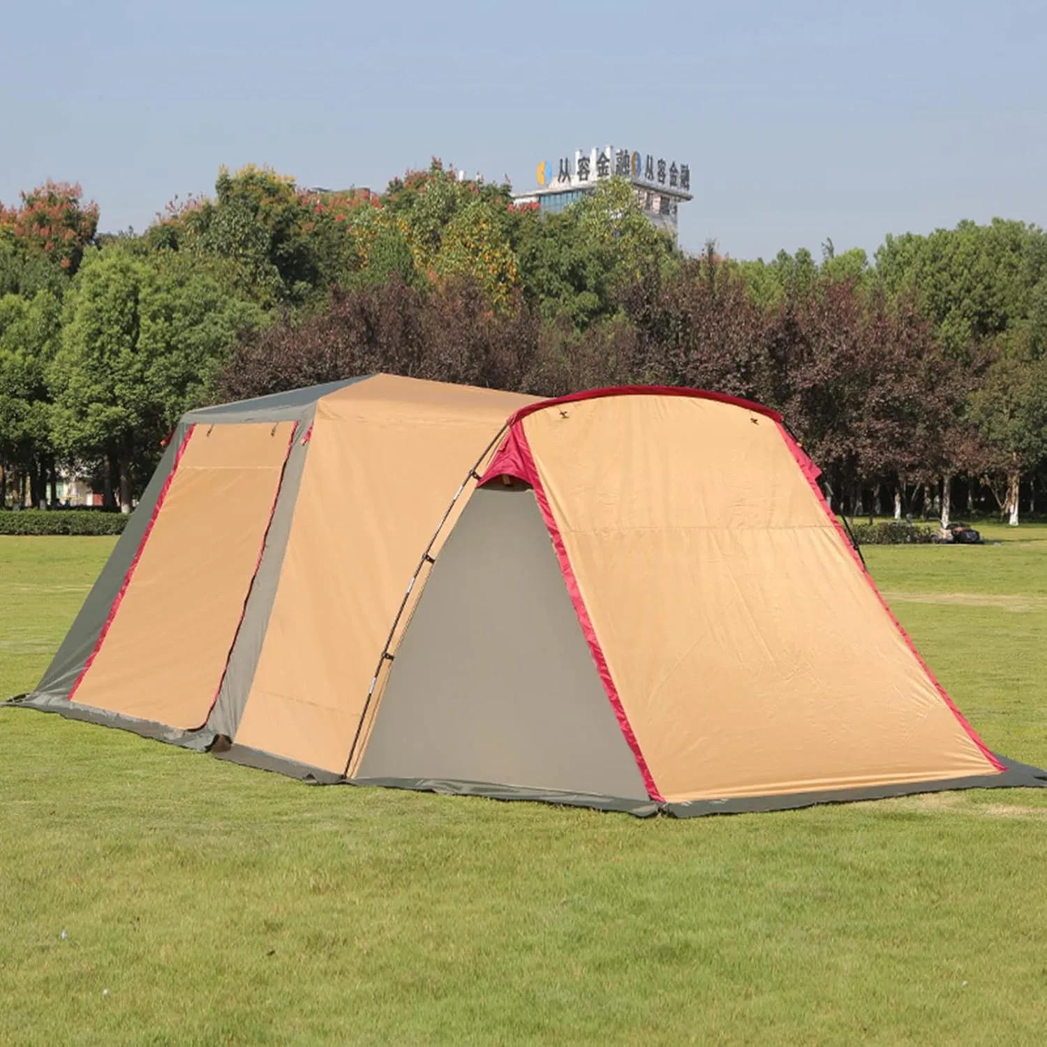 Lightweight Instant Pop Up Tent for 3 to 4 Person Automatic Opening Hydraulic Double Layer Portable Automatic Tent Family Camping Tent with Porch