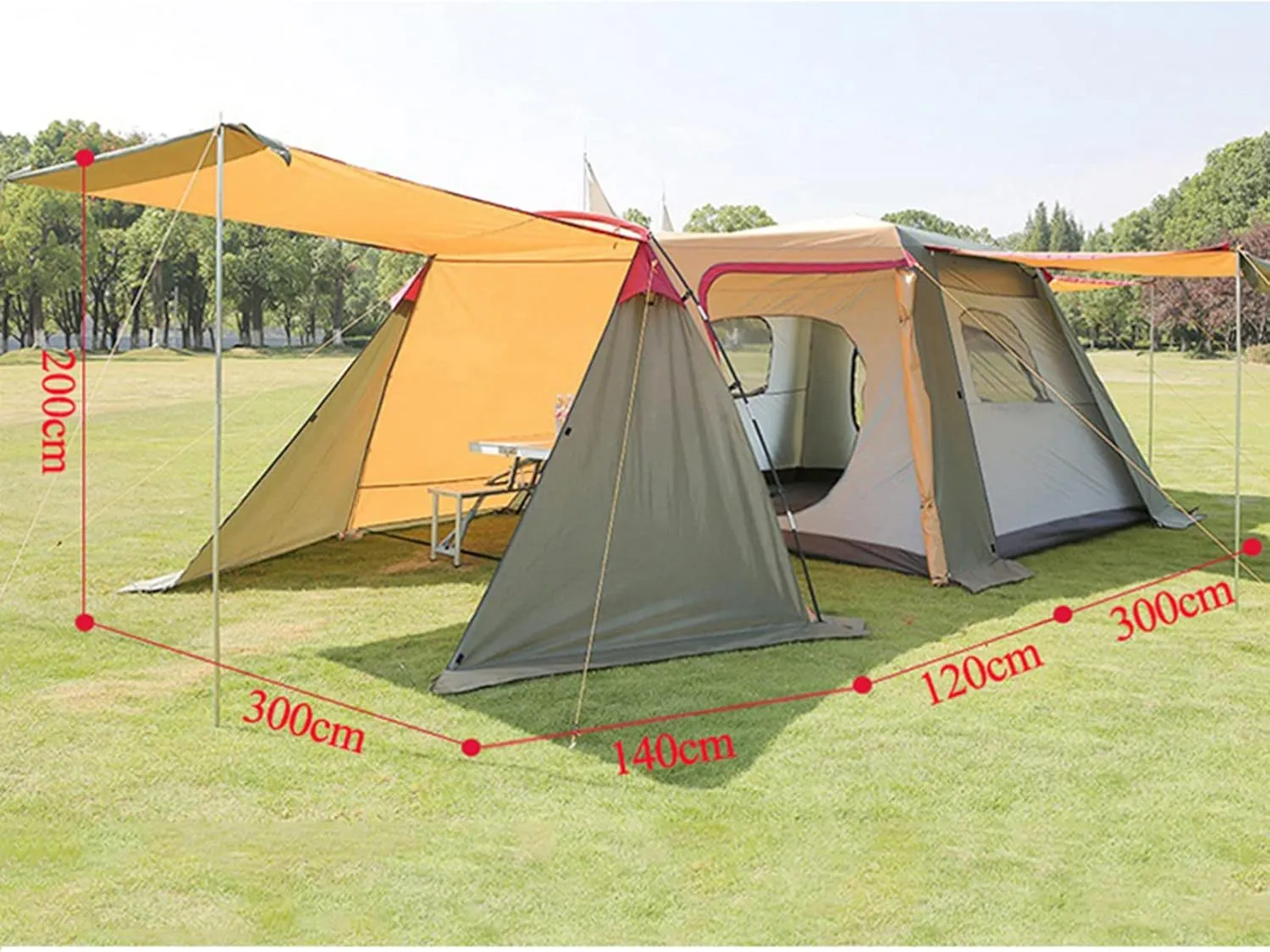 Lightweight Instant Pop Up Tent for 3 to 4 Person Automatic Opening Hydraulic Double Layer Portable Automatic Tent Family Camping Tent with Porch