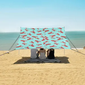 Lobster Animal Pattern Beach Camping Tent Sun Shelter for Whole Family, Beach Shade Canopy with UPF50  UV Protection,Easy Set Up and Carry,Outdoor Shade for Trips, Fishing, Backyard Fun Picnics