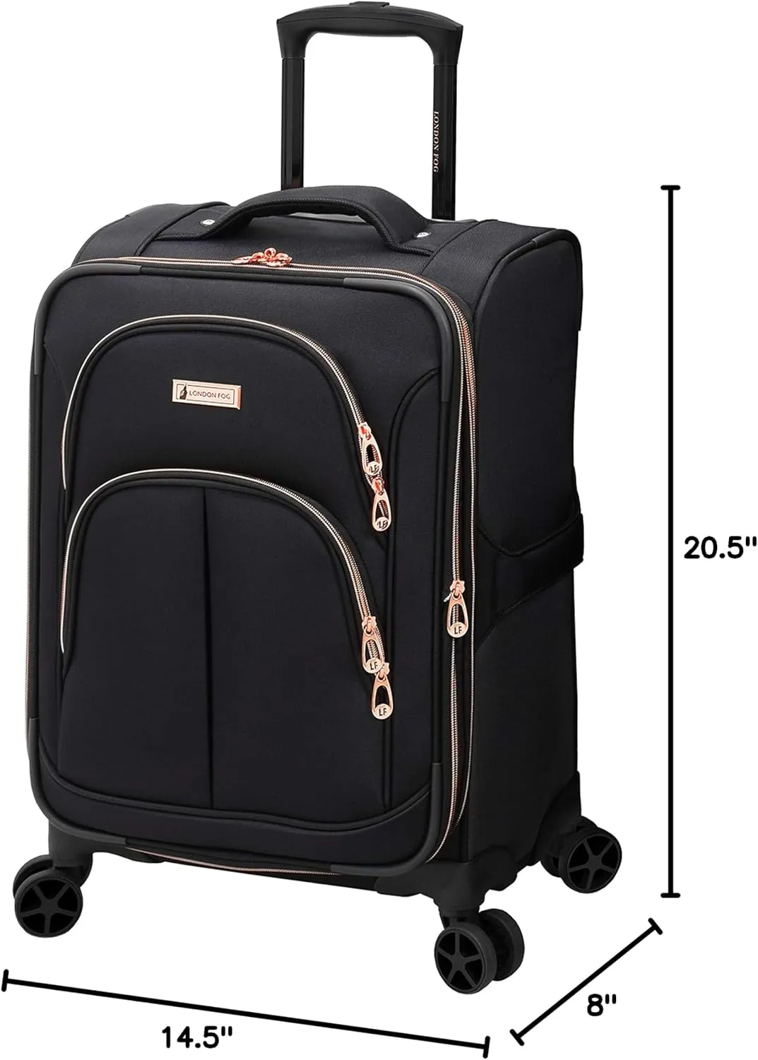 LONDON FOG Bromley Softside Expandable Spinner Luggage, Black, Carry-On 20-Inch