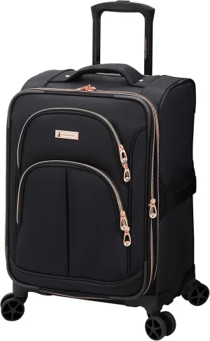 LONDON FOG Bromley Softside Expandable Spinner Luggage, Black, Carry-On 20-Inch