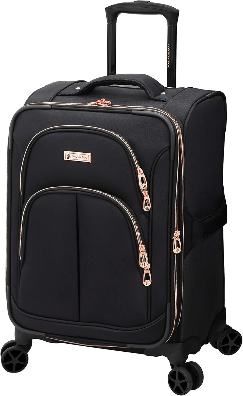 LONDON FOG Bromley Softside Expandable Spinner Luggage, Black, Carry-On 20-Inch