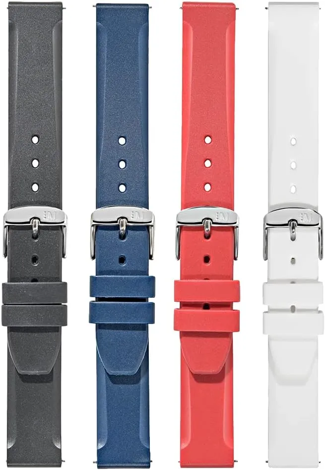 Lugano (Ec) Rubber Watch Strap - Chrome-plated Stainless Steel Buckle - EASY CLICK Collection
