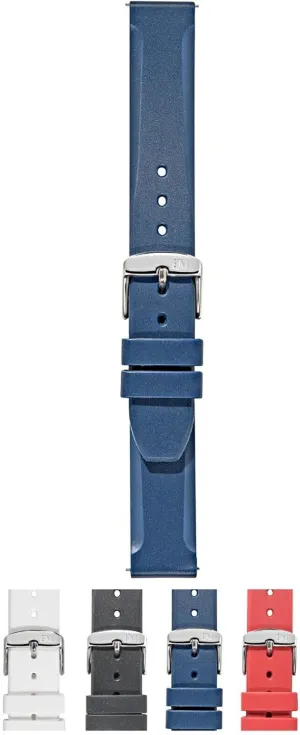 Lugano (Ec) Rubber Watch Strap - Chrome-plated Stainless Steel Buckle - EASY CLICK Collection
