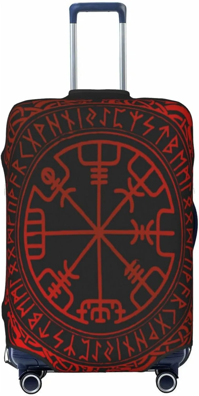 Luggage Cover For Travel Vikings Magical Norse Runes Compass– Scratch-Resistant Ideal For Travel 20-28 Inch.