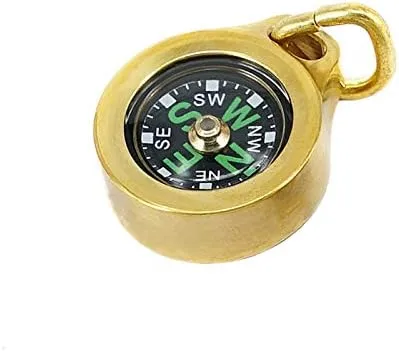 Luminous Waterproof Compass Pendant Outdoor Mini Compass Keychain Necklace with Stainless Steel Bead Chain